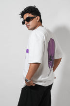 Bold Skull Graphic White T-Shirt with Puff Print