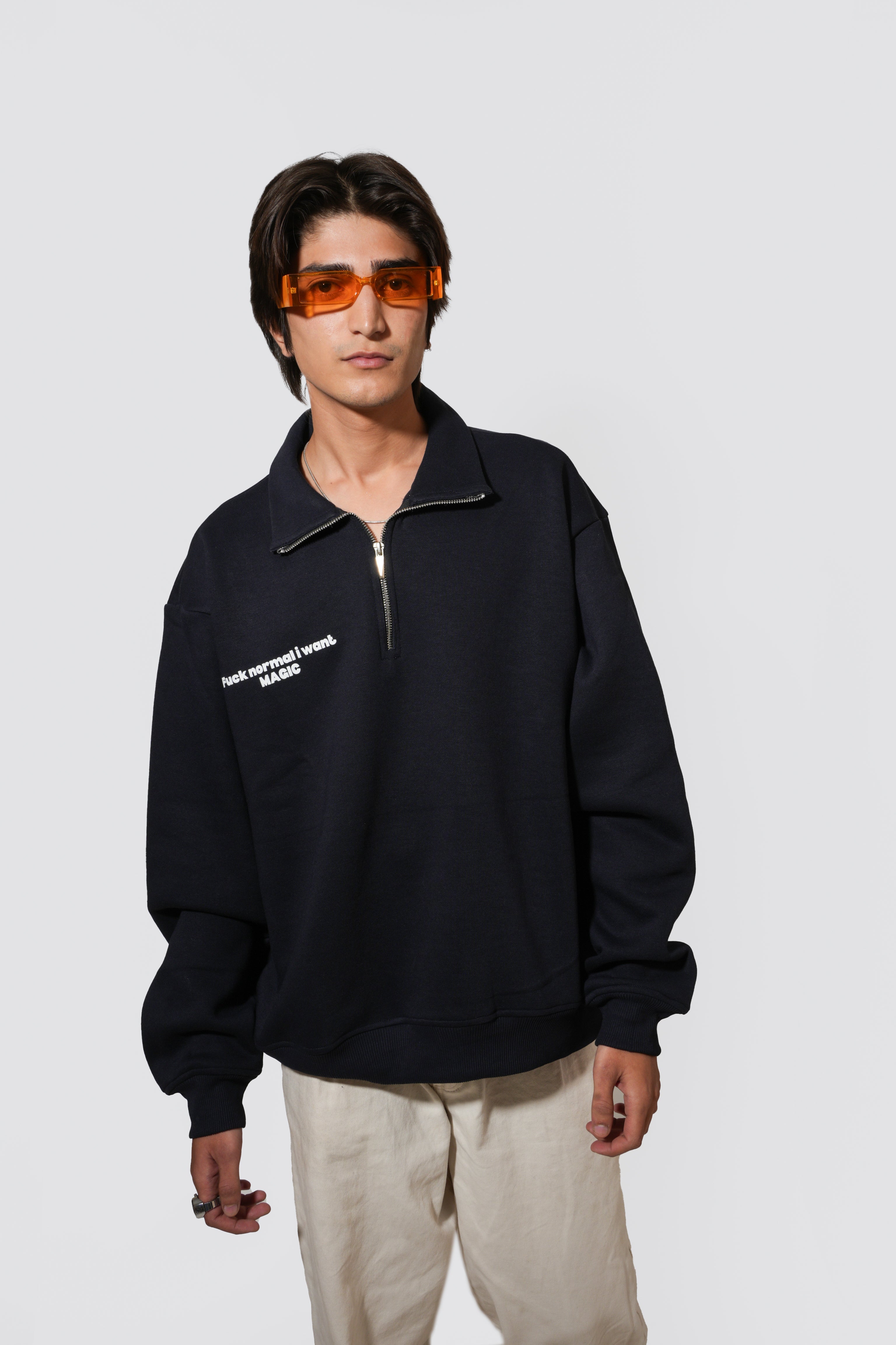 Blue Half-Zipper with "F* Normal I Want Magic