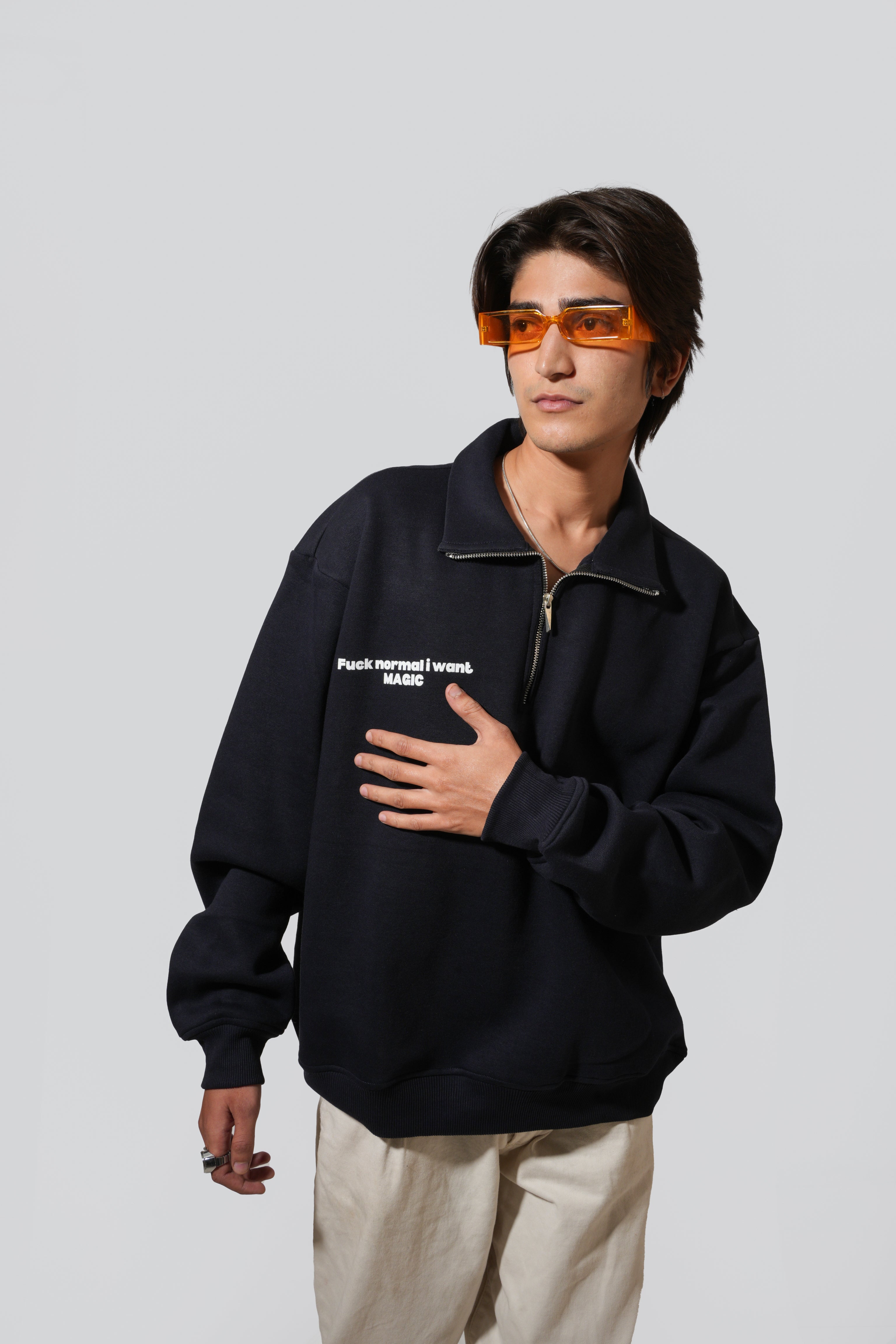Blue Half-Zipper with "F* Normal I Want Magic